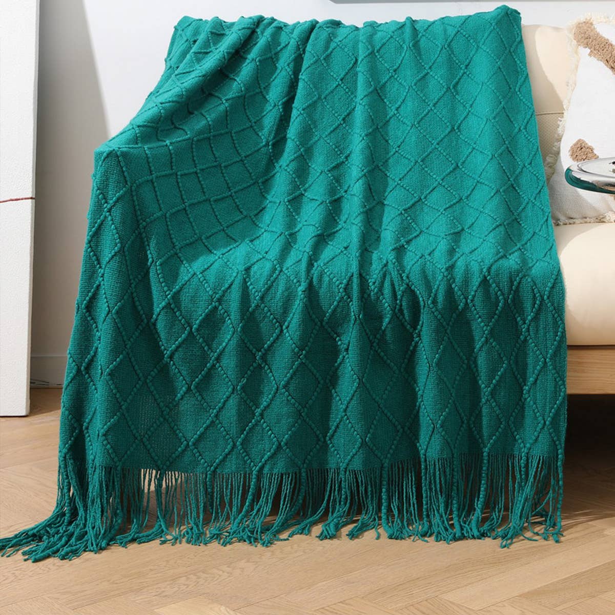 KNITTED TASSEL THIN BLANKET SOFA BLANKET
