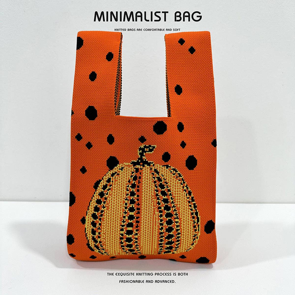 WOMEN PUMPKIN KNITTED SHOULDER HANDBAG_CWAB1502