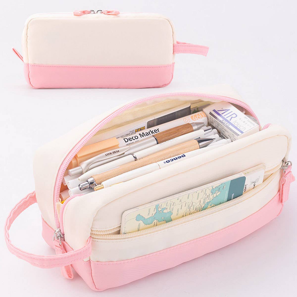 NEW LARGE CAPACITY DOUBLE LAYER PENCIL CASE