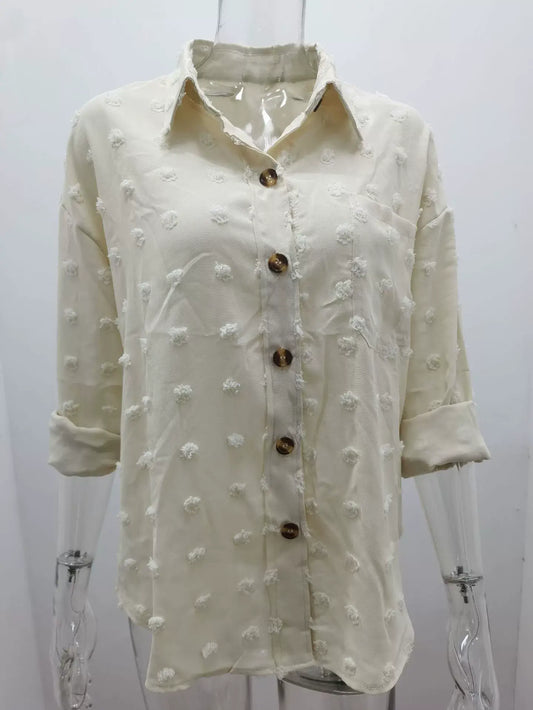 SOLID COLOR CHIFFON JACQUARD BREASTED SHIRT