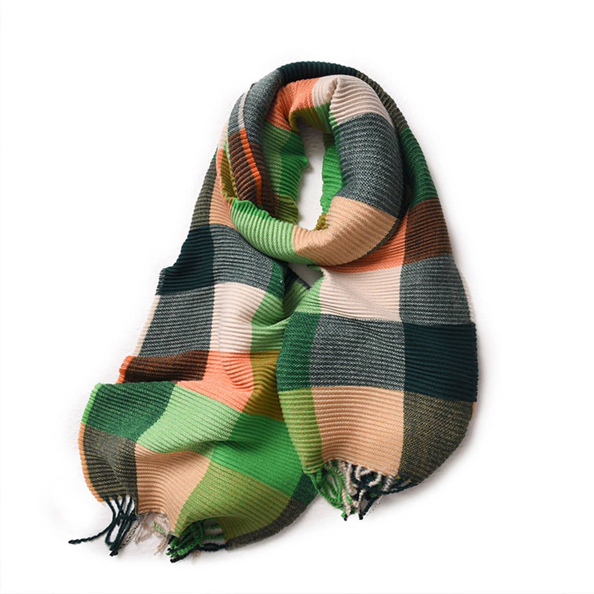 Crinkle Plaid Winter Scarf ? Unisex Soft Wrap