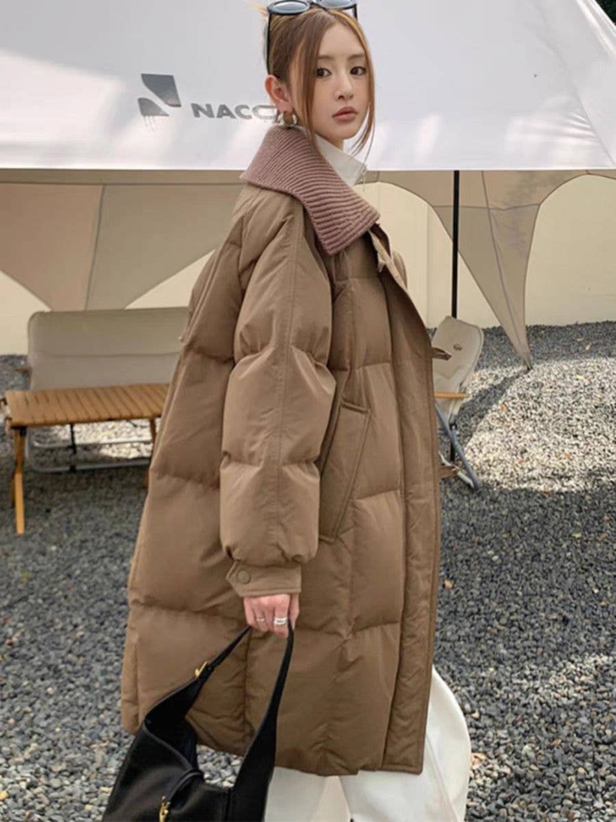 Long knee-length cotton-padded loose jacket