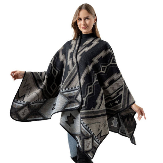 ETHNIC STYLE SHAWL WITH WARM CASHMERE SLIT CAPE_CWASC2244