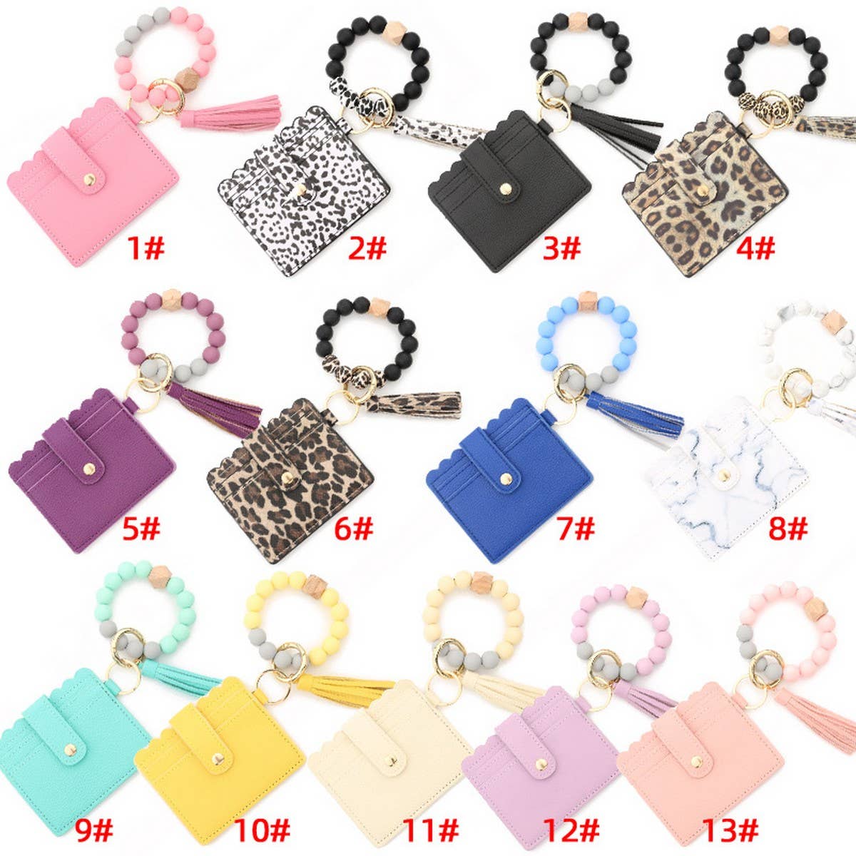 SILICONE BEAD BRACELET CARD BAG TASSEL KEYCHAIN