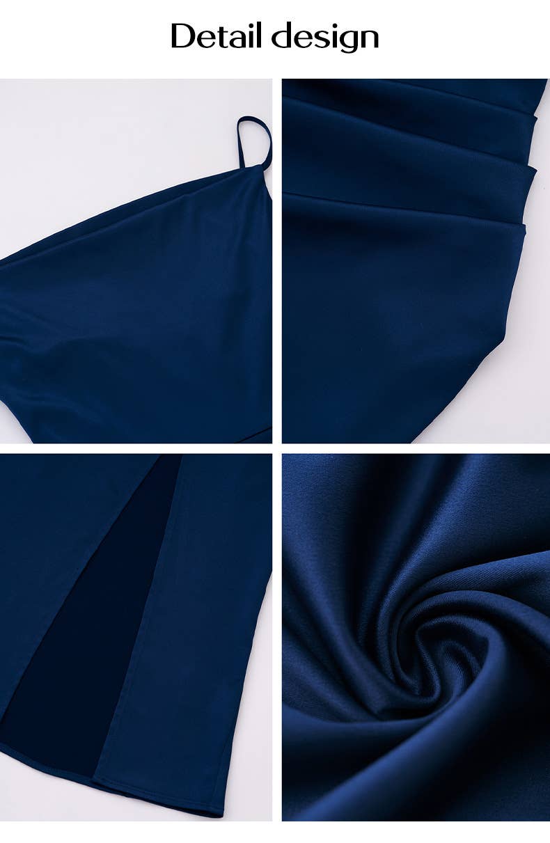 Sexy Satin Cowl Neck Bodycon Maxi Slip Dress