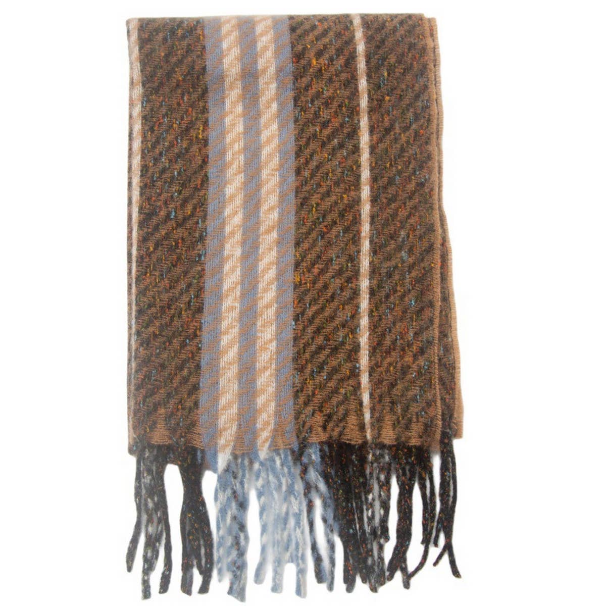Striped Fringe Scarf ??Winter Knitted Shawl_CWASC0880