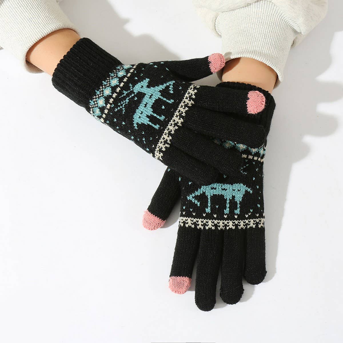 CWAG00573_UNISEX WINTER REINDEER TOUCHSCREEN GLOVES