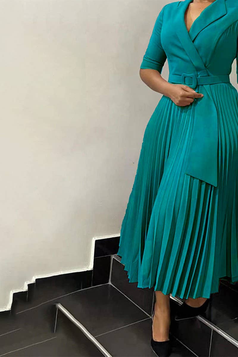 CWDMD01258_2024 FALL WINTER PLUS SIZE PLEATED BLAZER DRESS