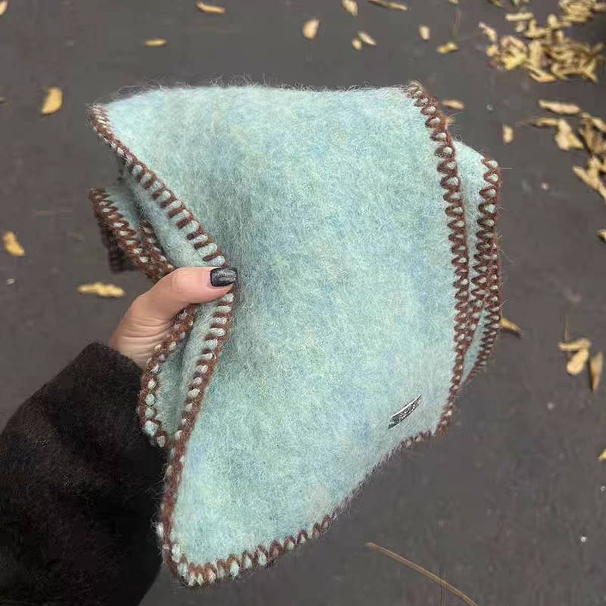 Mint Green Colorblock Scarf - Soft Retro Chic