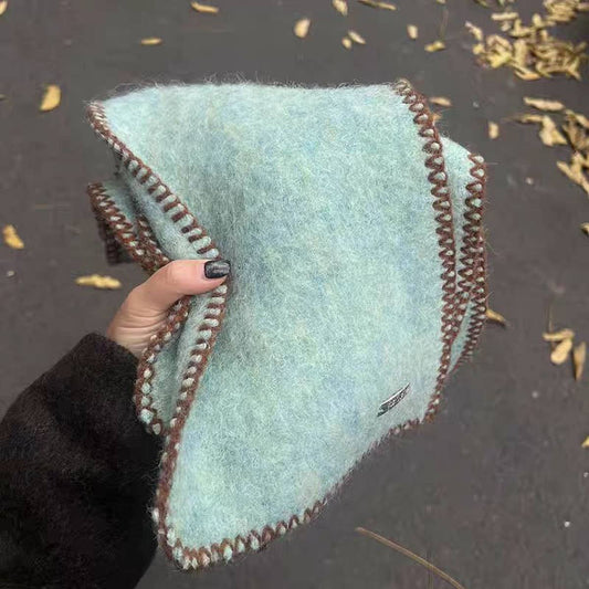 Mint Green Colorblock Scarf - Soft Retro Chic