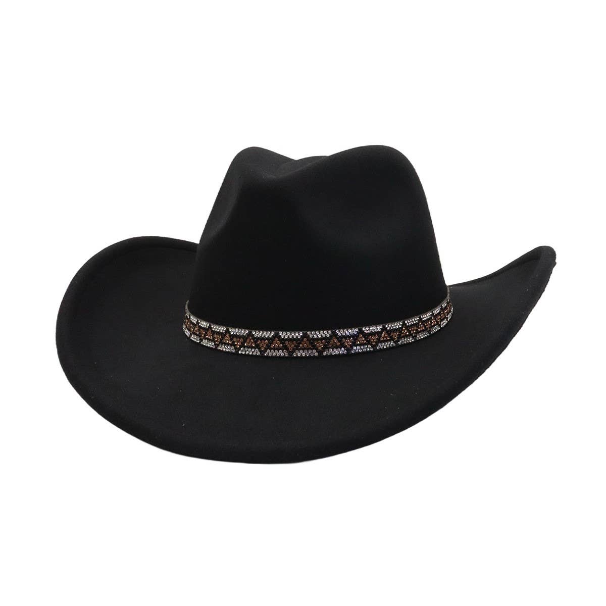 Western Ethnic  Felt Cowboy Fedora Hat_CWAH04406