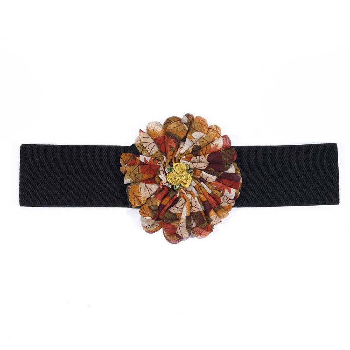 Elastic Wide Floral Waist Belt for Dresses