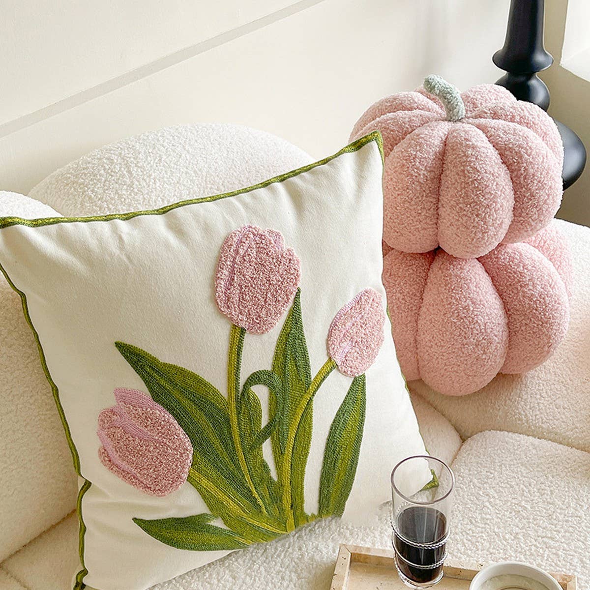 Tulip Pillow Cover Cute Sofa Bed Waist Cushion