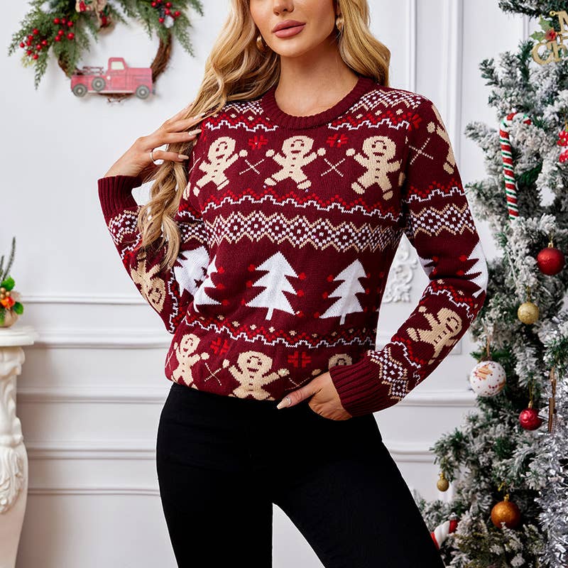 Gingerbread Man Jacquard Sweater For Christmas