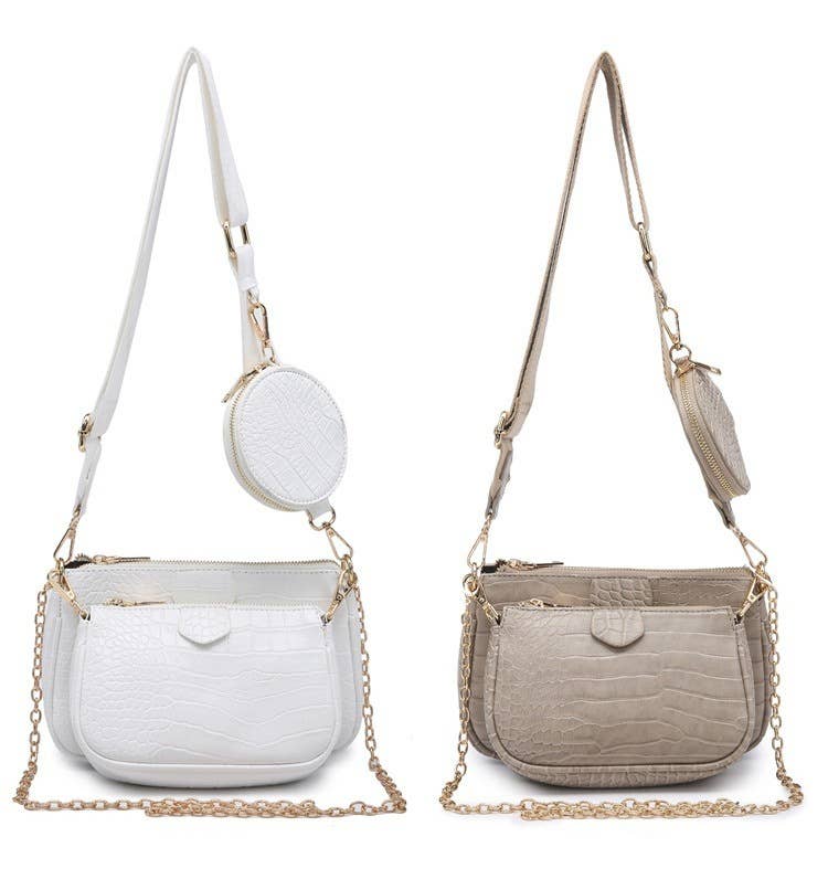 Crocodile-patterned PU small shoulder bag