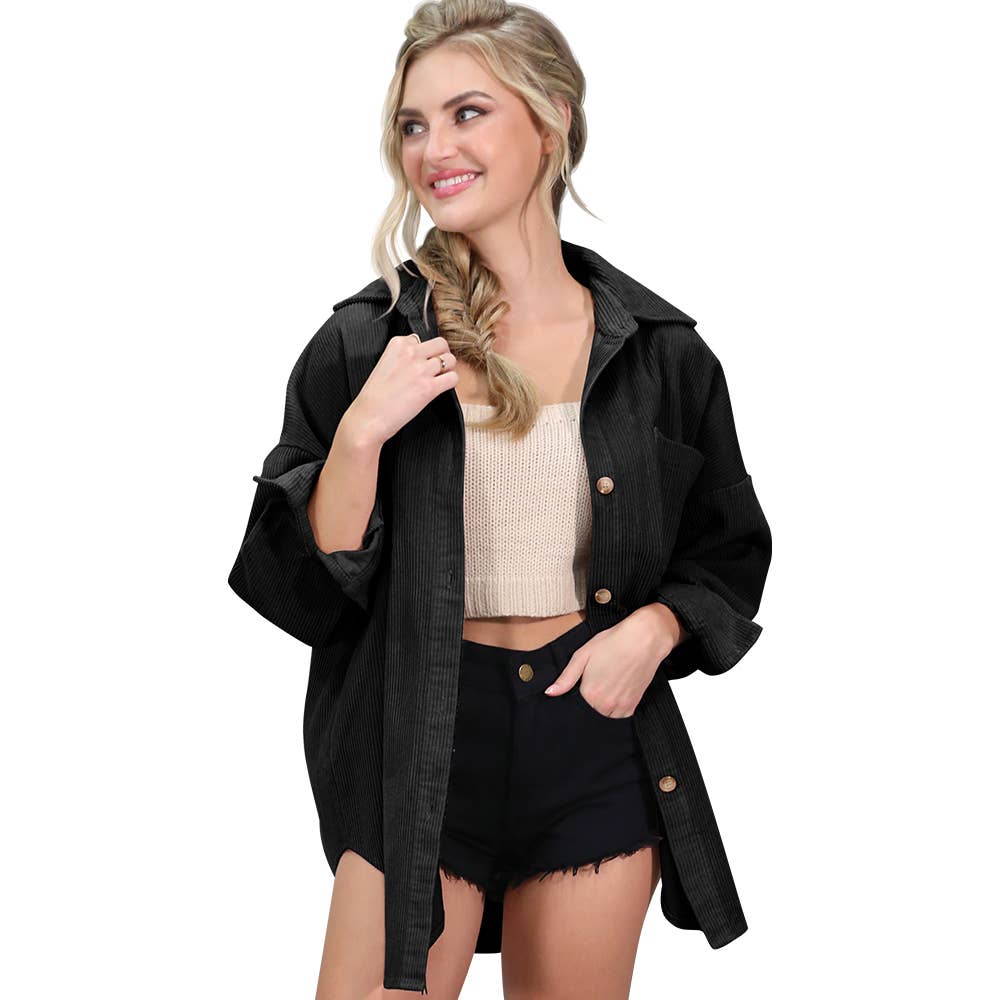 WOMEN LOOSE BUTTON DOWN JACKET_CWOJA695