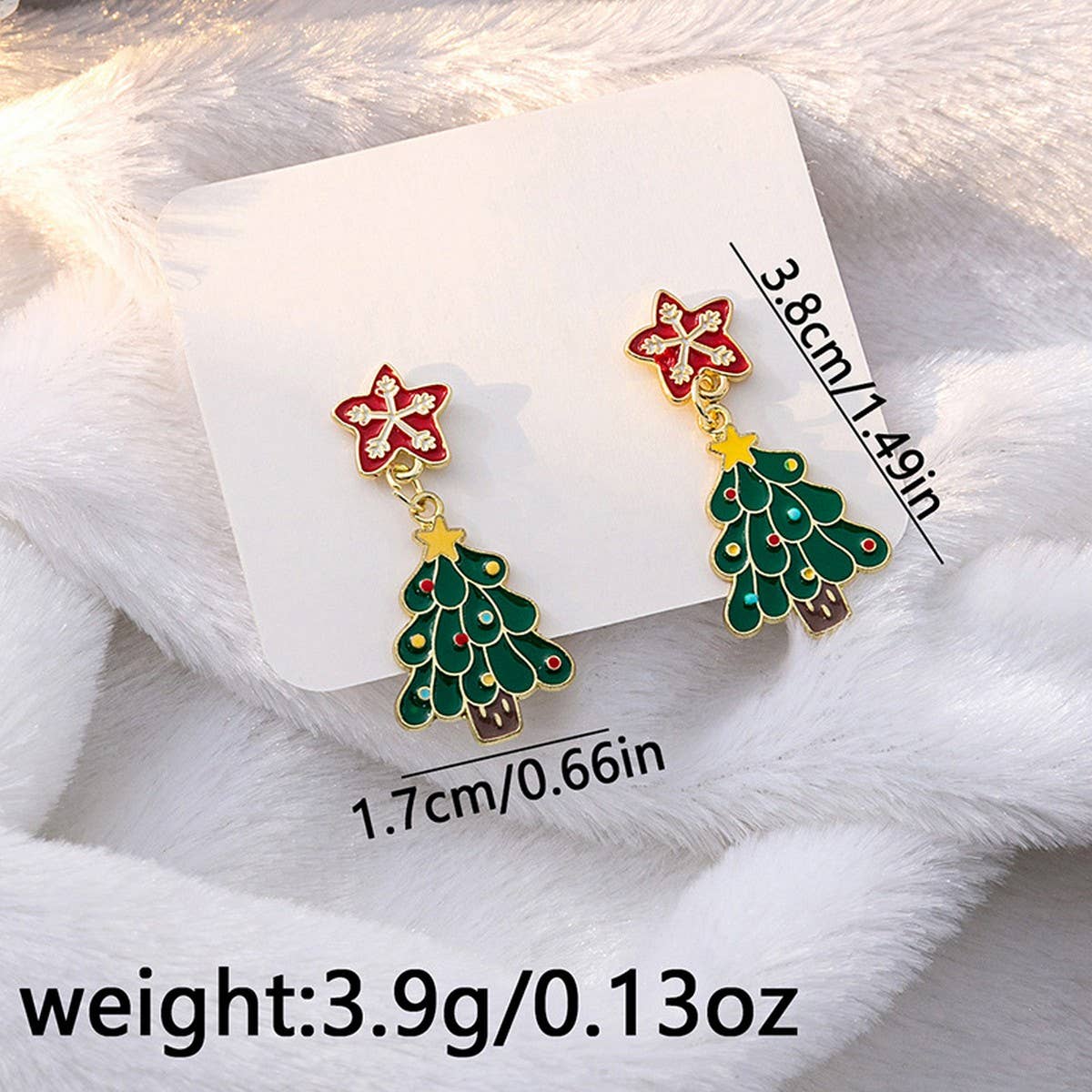 CHRISTMAS ELK BELL BOW ASYMMETRICAL EARRINGS