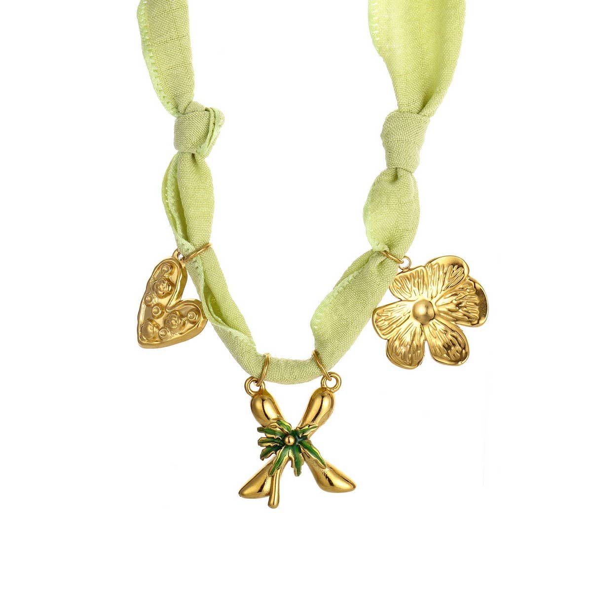 Colorful Scarf Necklace with Fruit Charms