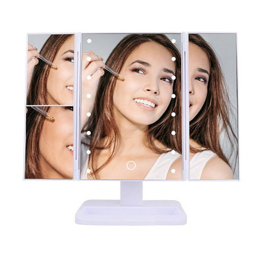 TRIPLE FOLDING LED MAKEUP MIRROR SHELL MIRROR