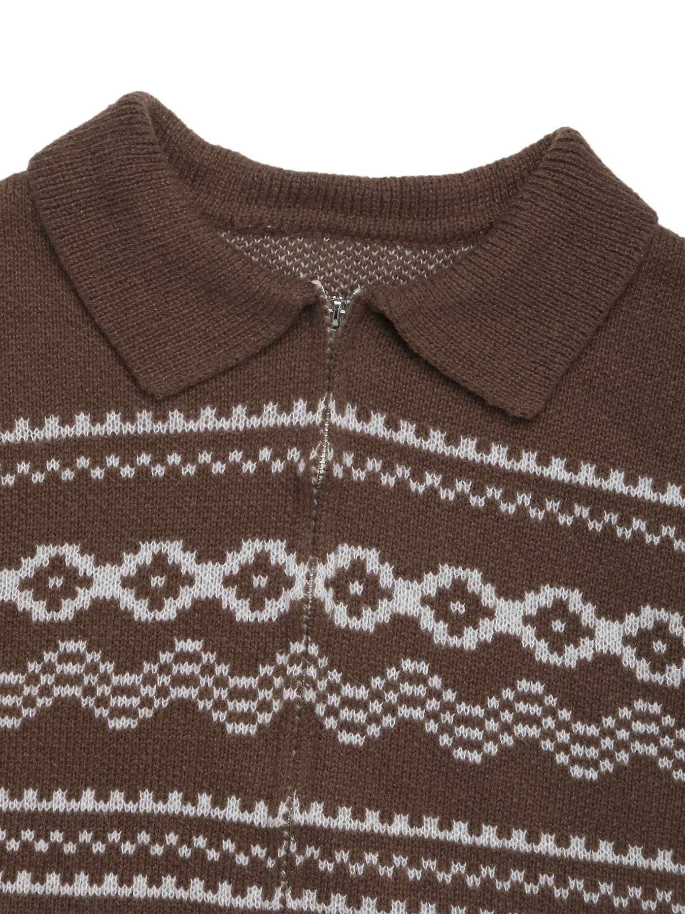 Ethnic-style jacquard zipper cardigan