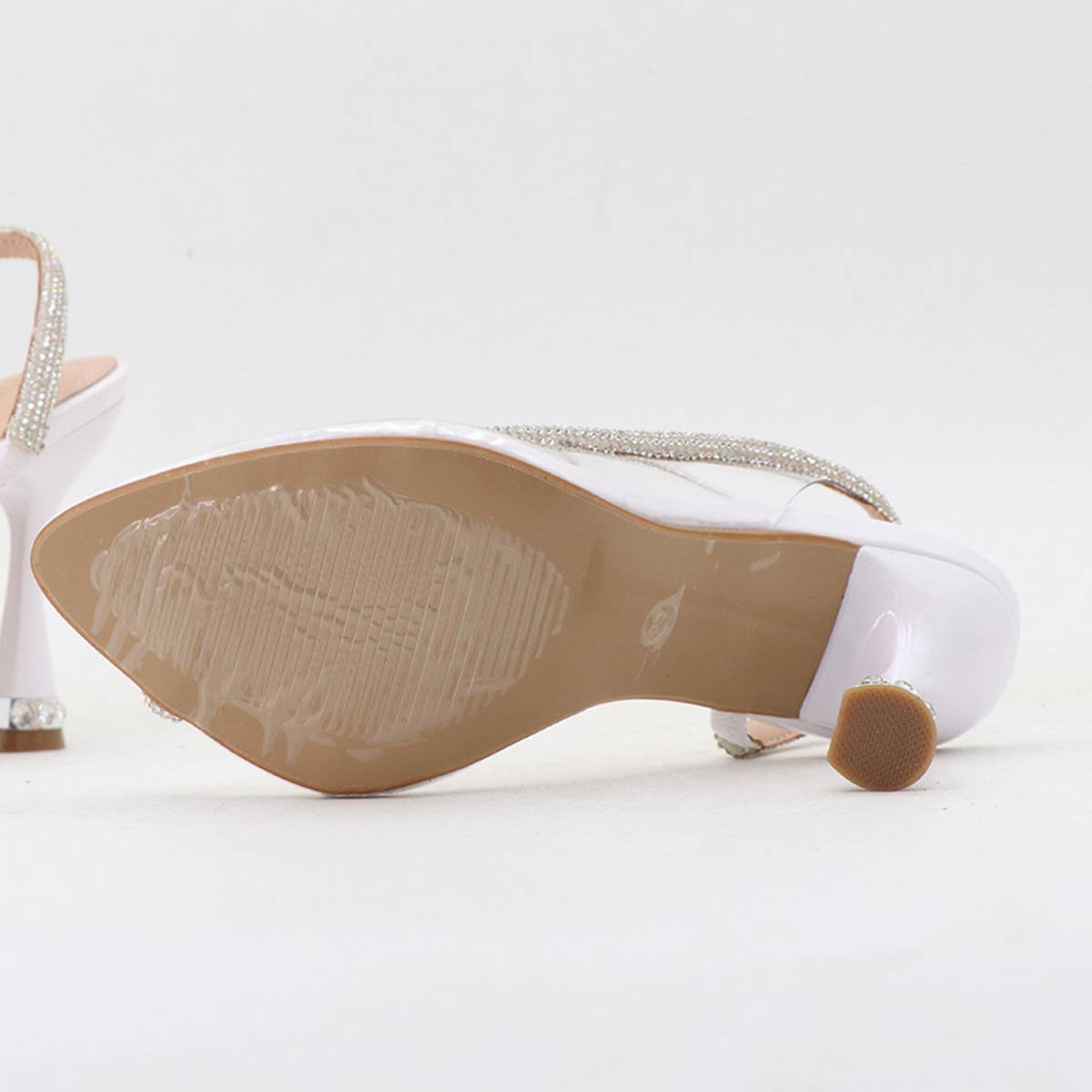 TRANSPARENT STILETTO HEELS WITH RHINESTONES