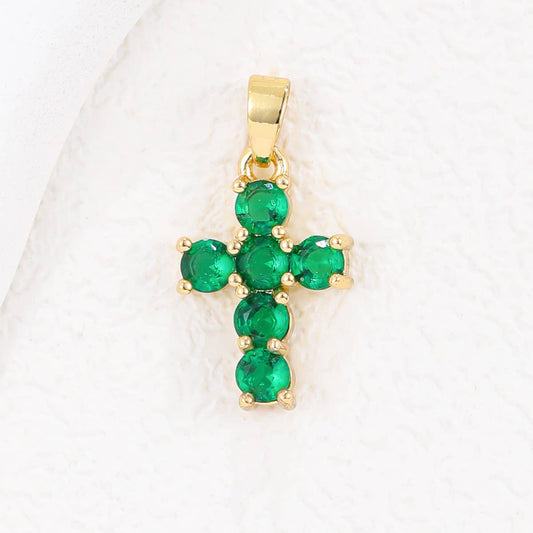 Colorful Zircon December Cross Pendant Necklace