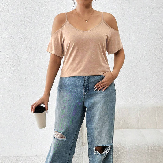 Slim Fit Off Shoulder Cami Tee ??Summer Top_CWTHT0276