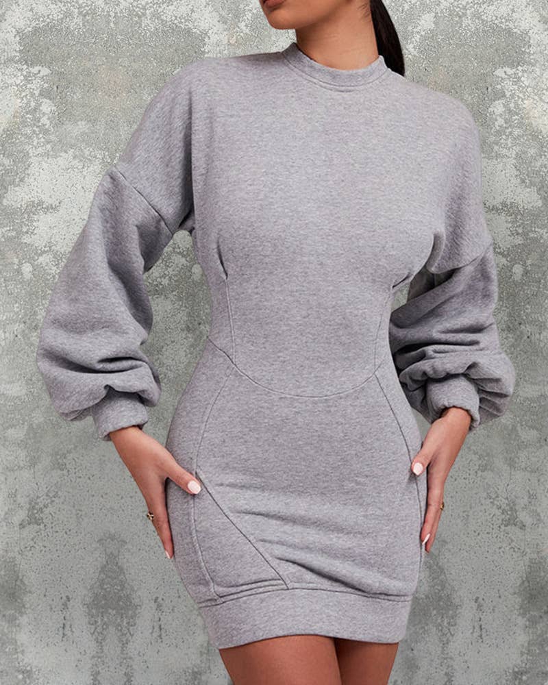 EMBELLISH SPLIT HIP LIFT LINE DESIGN SWEATDRESS