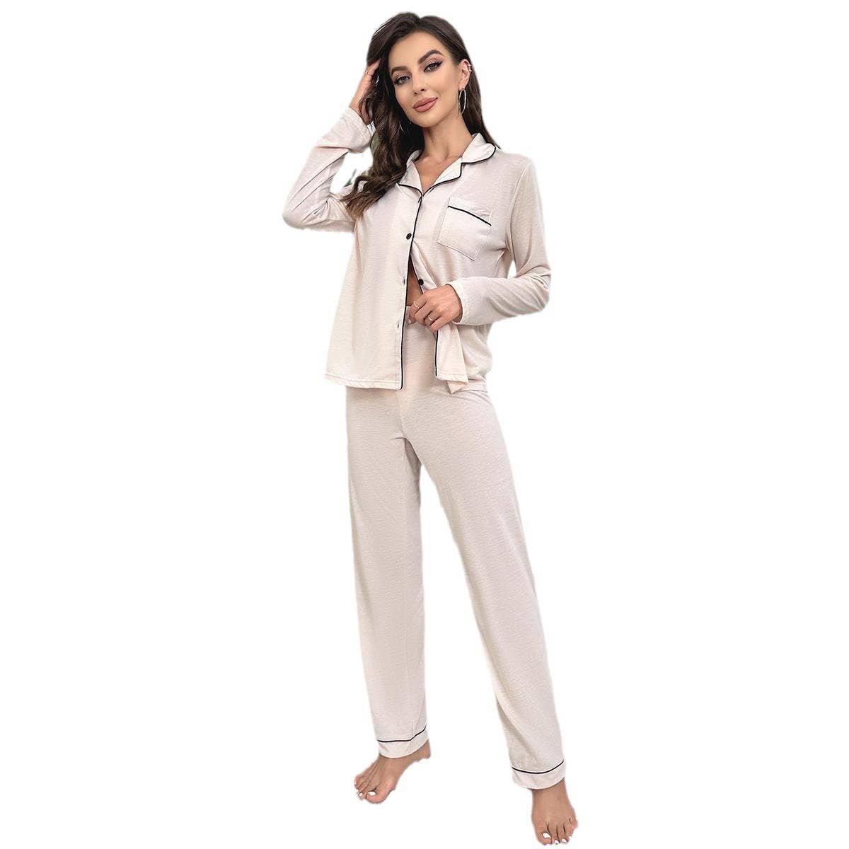 Long-sleeved shirt long pants home wear set