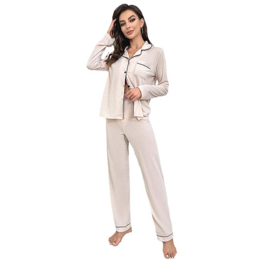 Long-sleeved shirt long pants home wear set