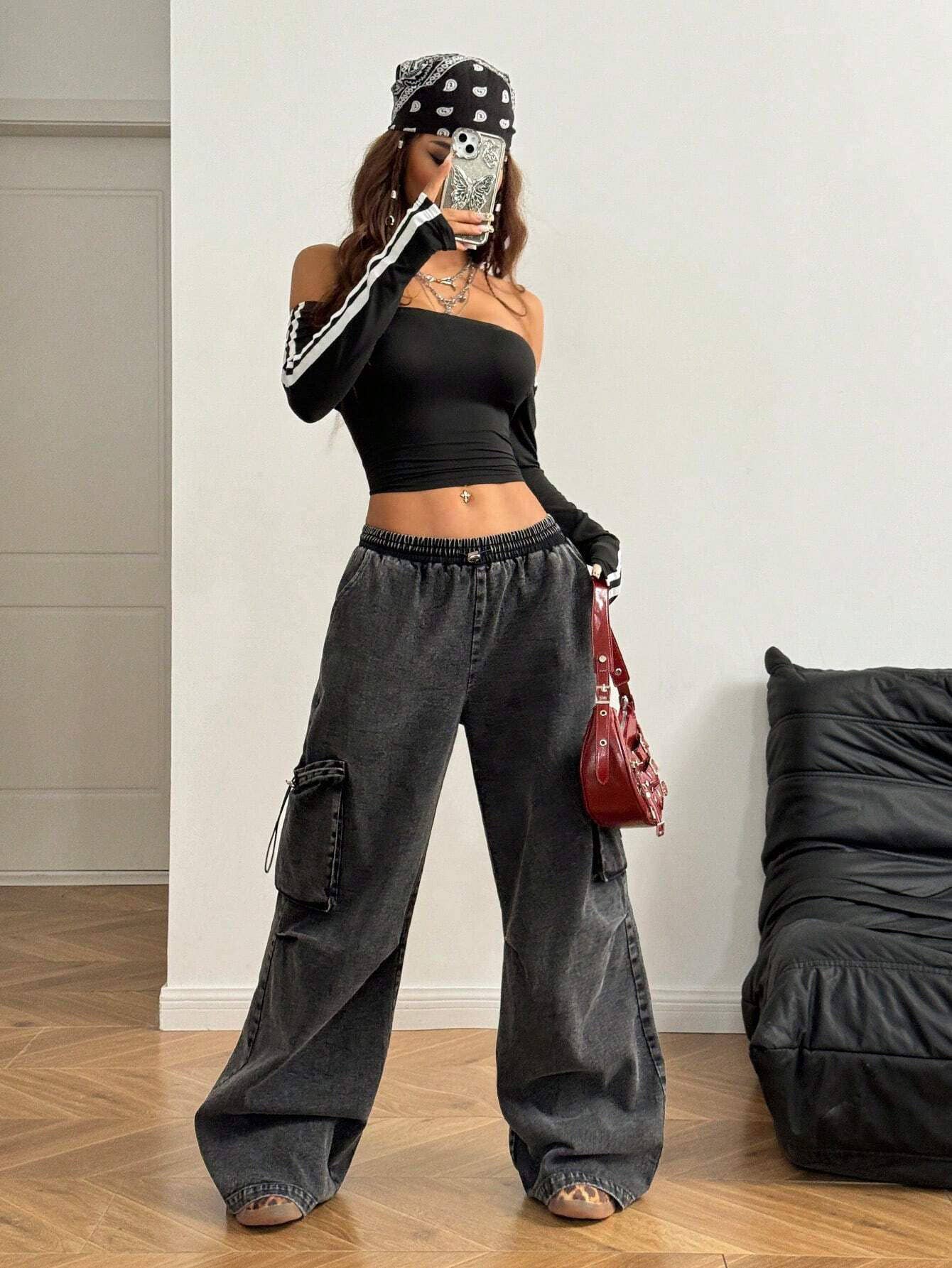 Street Style Color-Block Cropped Bustier Top