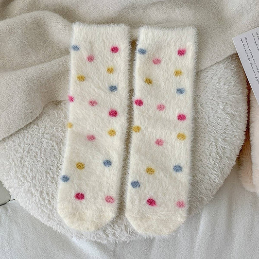 WARM AND CUTE POLKA DOT HOME SLEEPING SOCKS