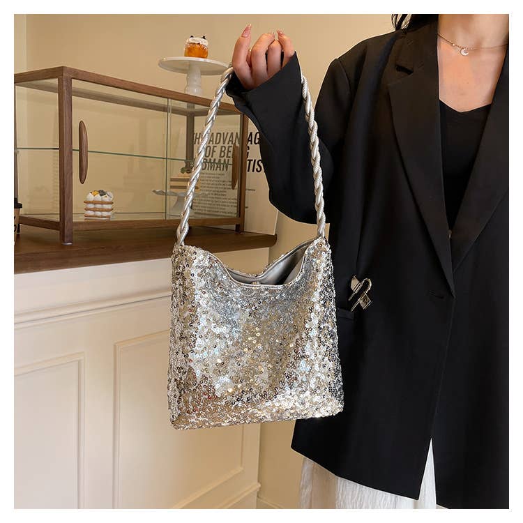 Fashionable sequined single-shoulder bag
