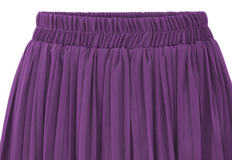 PLUS-SIZE PLEATED CHIFFON WIDE-LEG PANTS