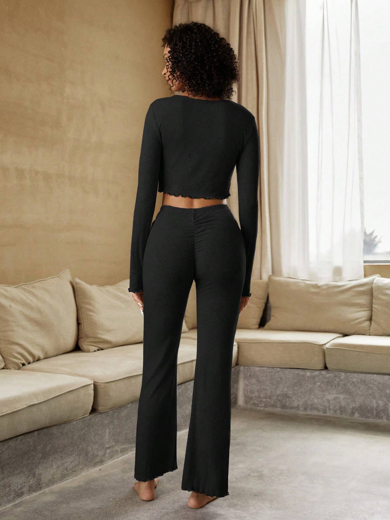 HOME SET PAJAMAS CASUAL LONG SLEEVE TWO-PIECE SET