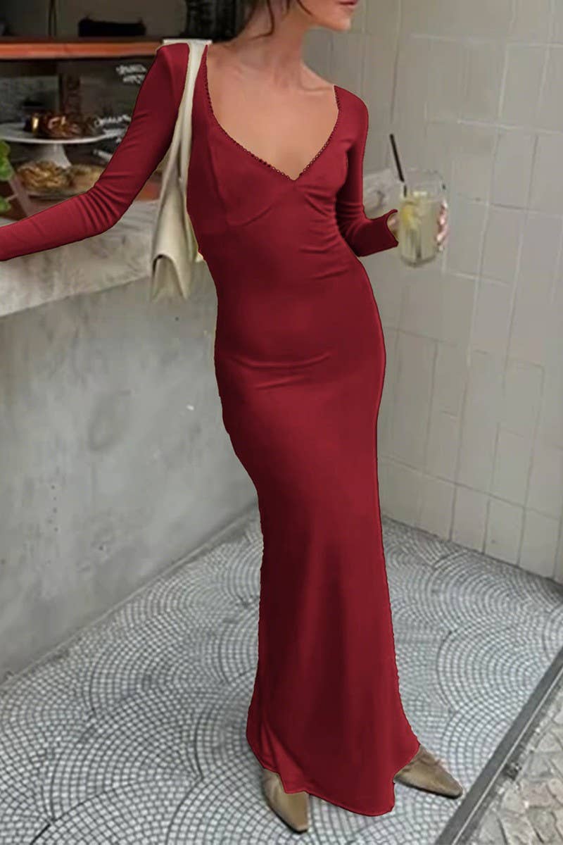 CWDMD01193_ELEGANT LONG SLEEVE BODYCON EVENING DRESS