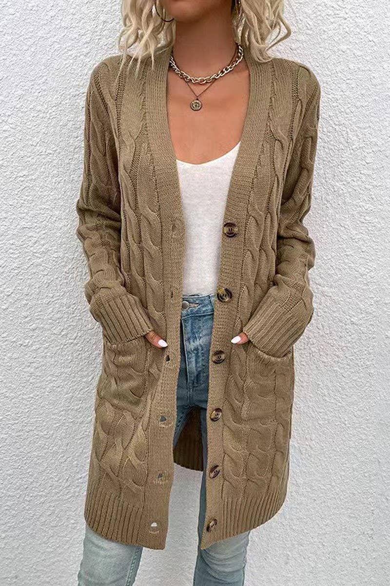 CWOCAL00832_SINGLE-BREASTED CASUAL KNITTED CARDIGAN JACKET