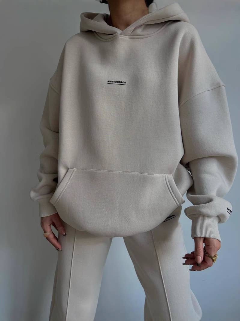 Fleece Fashion Thick Pants Sport Two-Piece Set