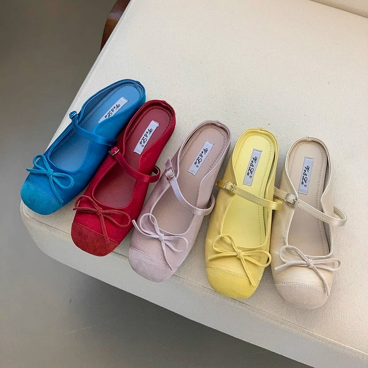 Red Ballet Mary Jane Mules with Bow for Women_CWSHF0089