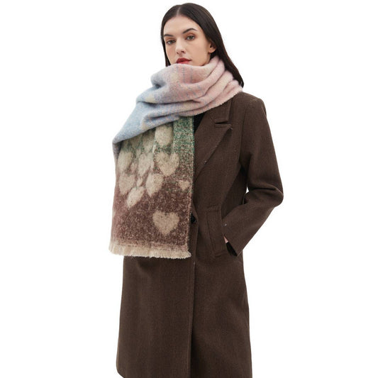 Heart Pattern Circle Yarn Scarf - Women's Wrap