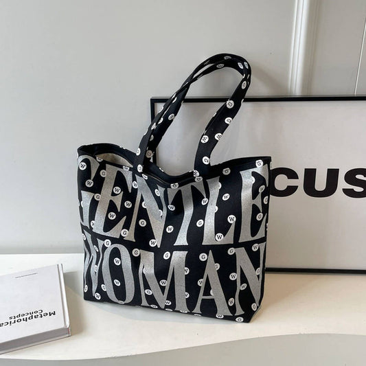 2024 NEW TEXTURED LETTERING CANVAS SHOULDER BAG_CWAB2693