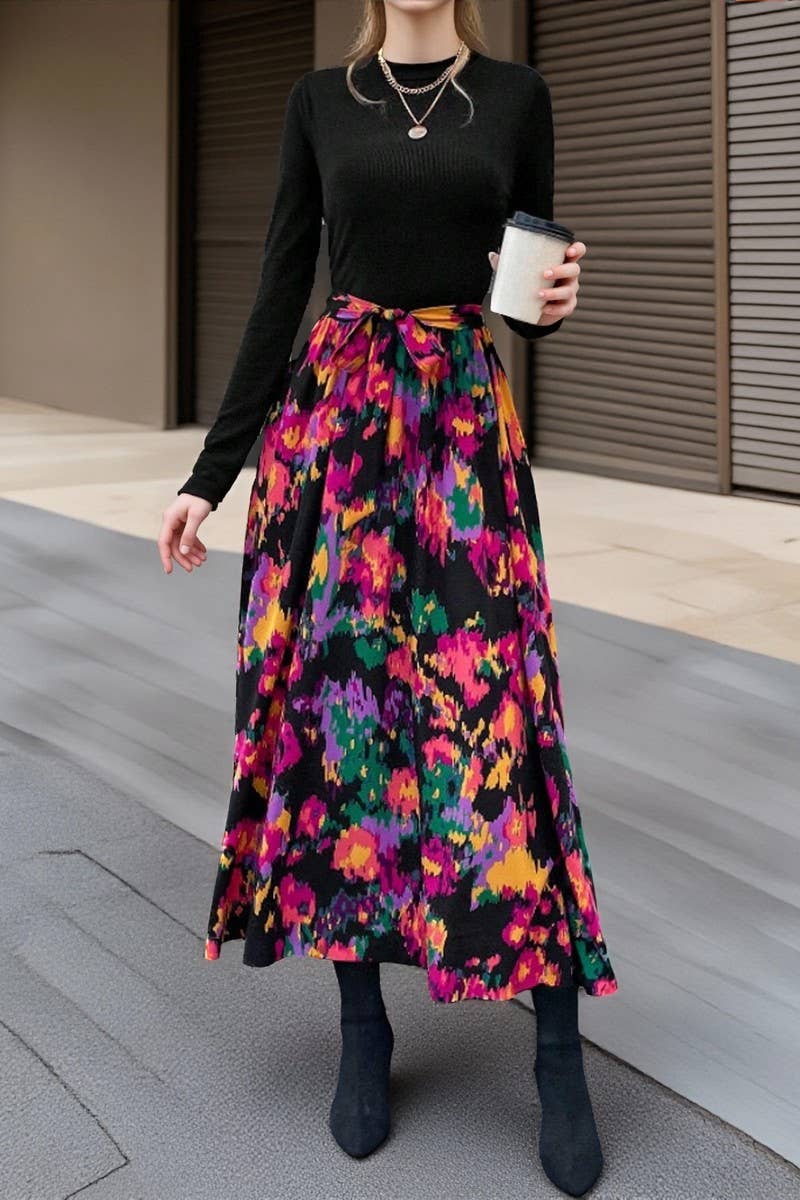 CWDMD00974_SLIM FIT AND ELEGANT COMMUTING PATCHWORK DRESS