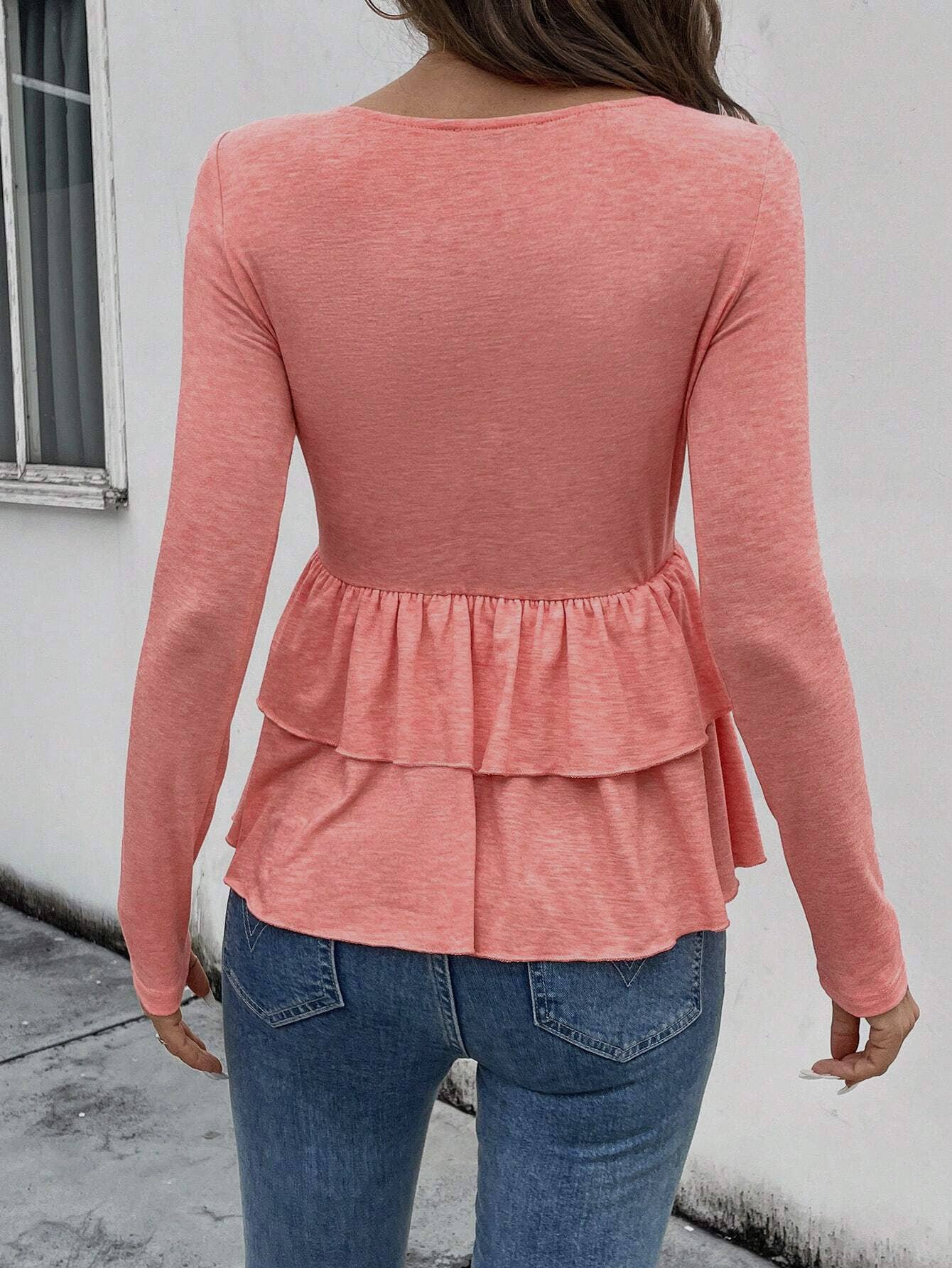 STYLISH CASUAL T-SHIRT WITH SIMPLE IRREGULAR HEM
