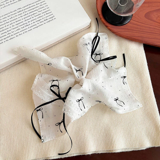 Lace Bow Scarf Scrunchie Elegant Hair Tie