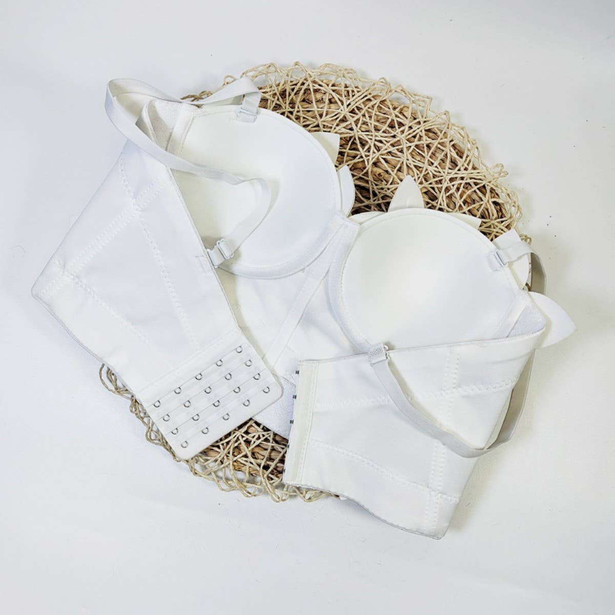 FLOWER BEADED HERRINGBONE BRA WITH PADS