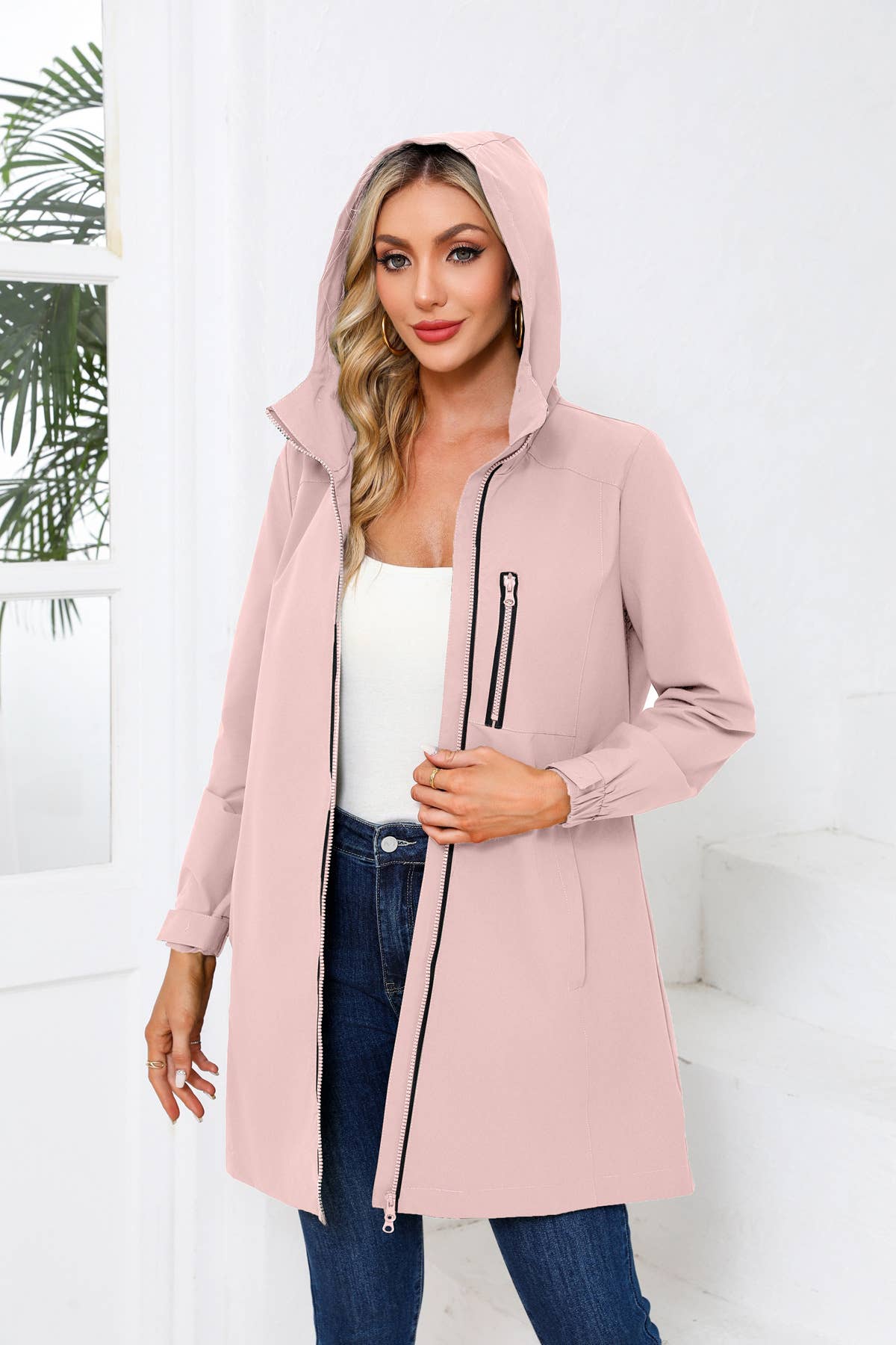 HOODED LONG-SLEEVED SPORTS TRENCH COAT