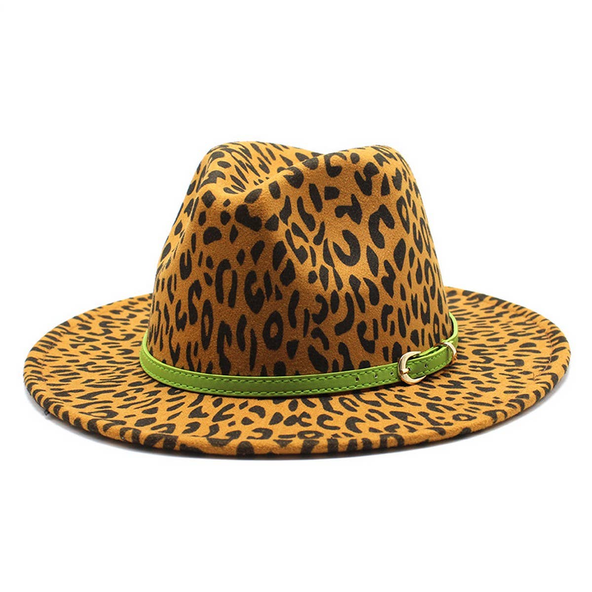 JAZZ HAT LEOPARD PRINT WOOLEN HAT WIDE BRIM HAT_CWAH2601