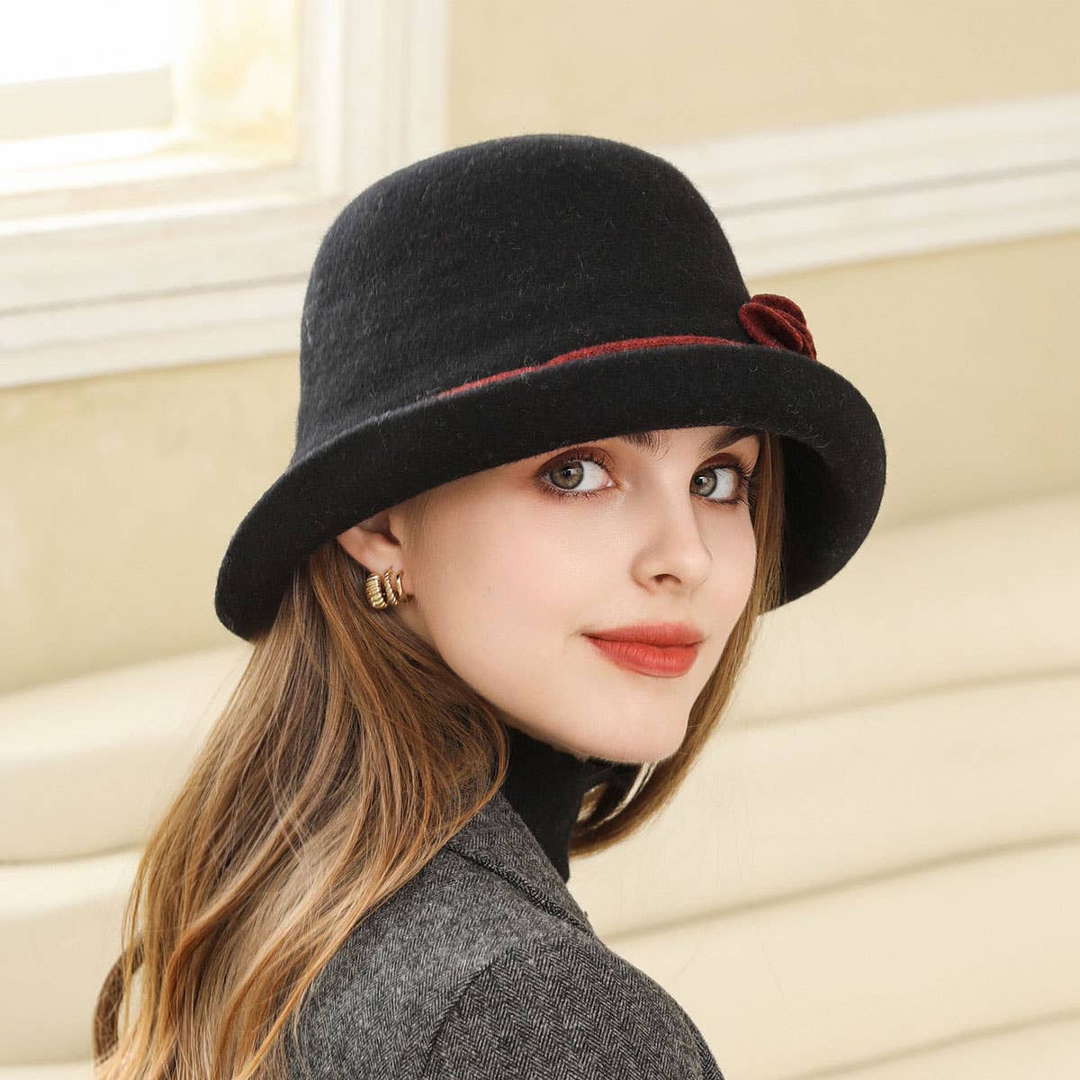 VINTAGE STYLE WIDE BRIMMED FEDORA HAT_CWAH1976