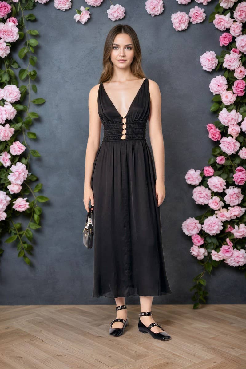 CWDMD6383_SLEEVELESS DEEP V BLACK ELEGANT MAXI DRESS