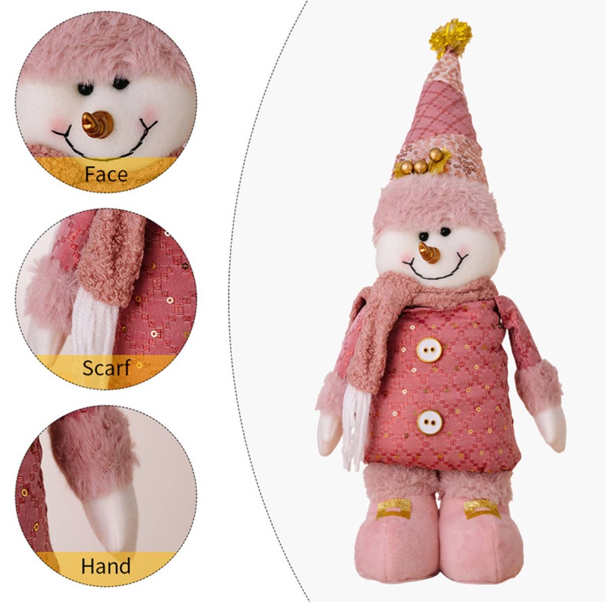 CWMM2995_PINK SANTA DOLL RETRACTABLE ELK DECORATION